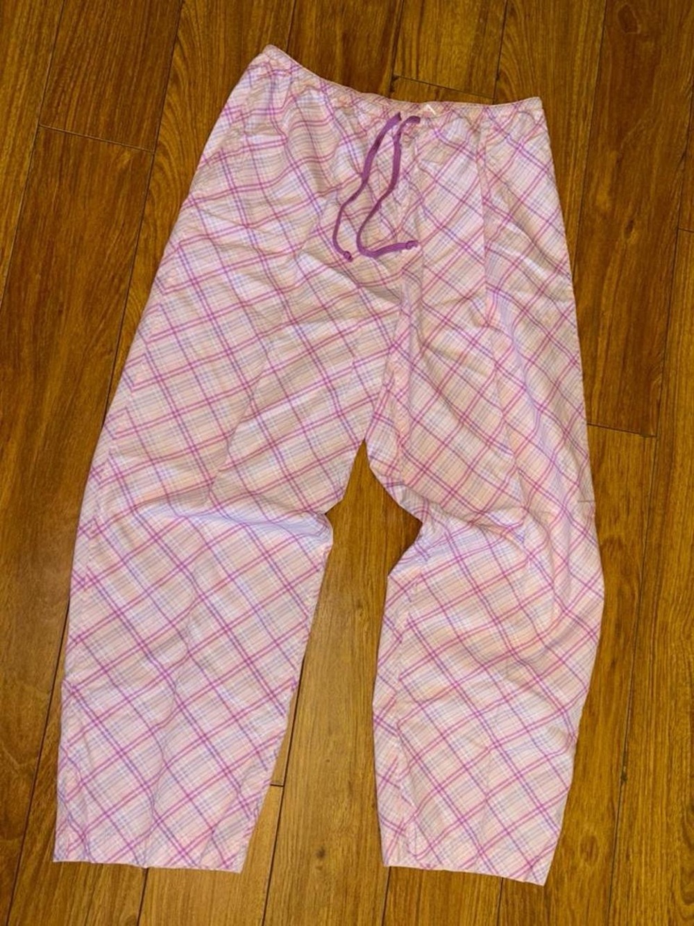 Vintage y2k pink and purple plaid pajama pants
